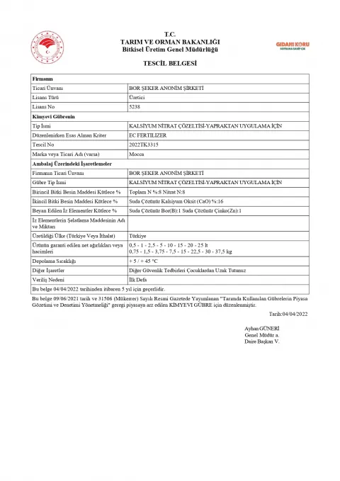 Tescil Belgesi - MOCCA